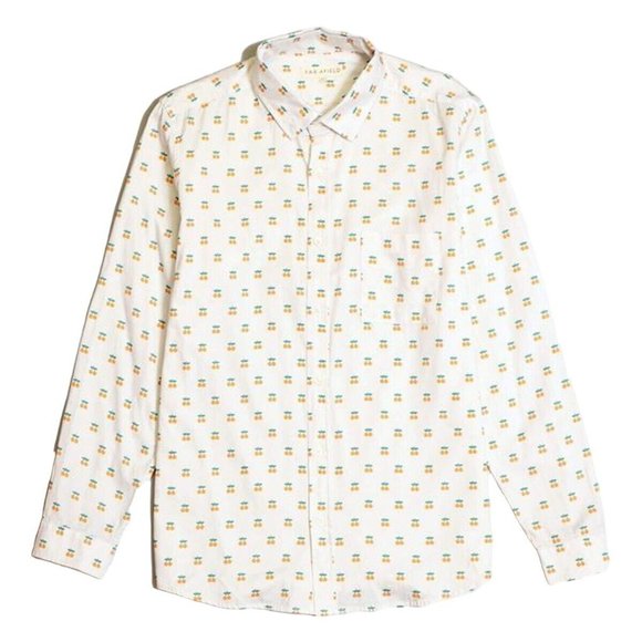 FAR AFIELD Oranges Cognito Long Sleeve Cotton Button-Up Shirt Sz 4 XL 0011 - Picture 11 of 12